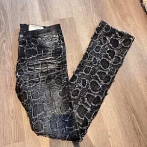 FWRD Denim Black and Grey Distressed Straight Leg Jeans